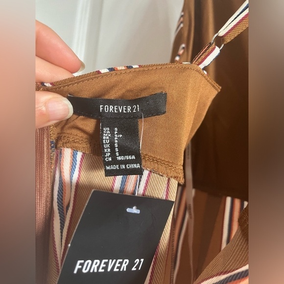 Pin Stripe wide leg Romper Jumpsuit Brown Pant Spaghetti Strap NEW Boho NwT Flow - Picture 5 of 10